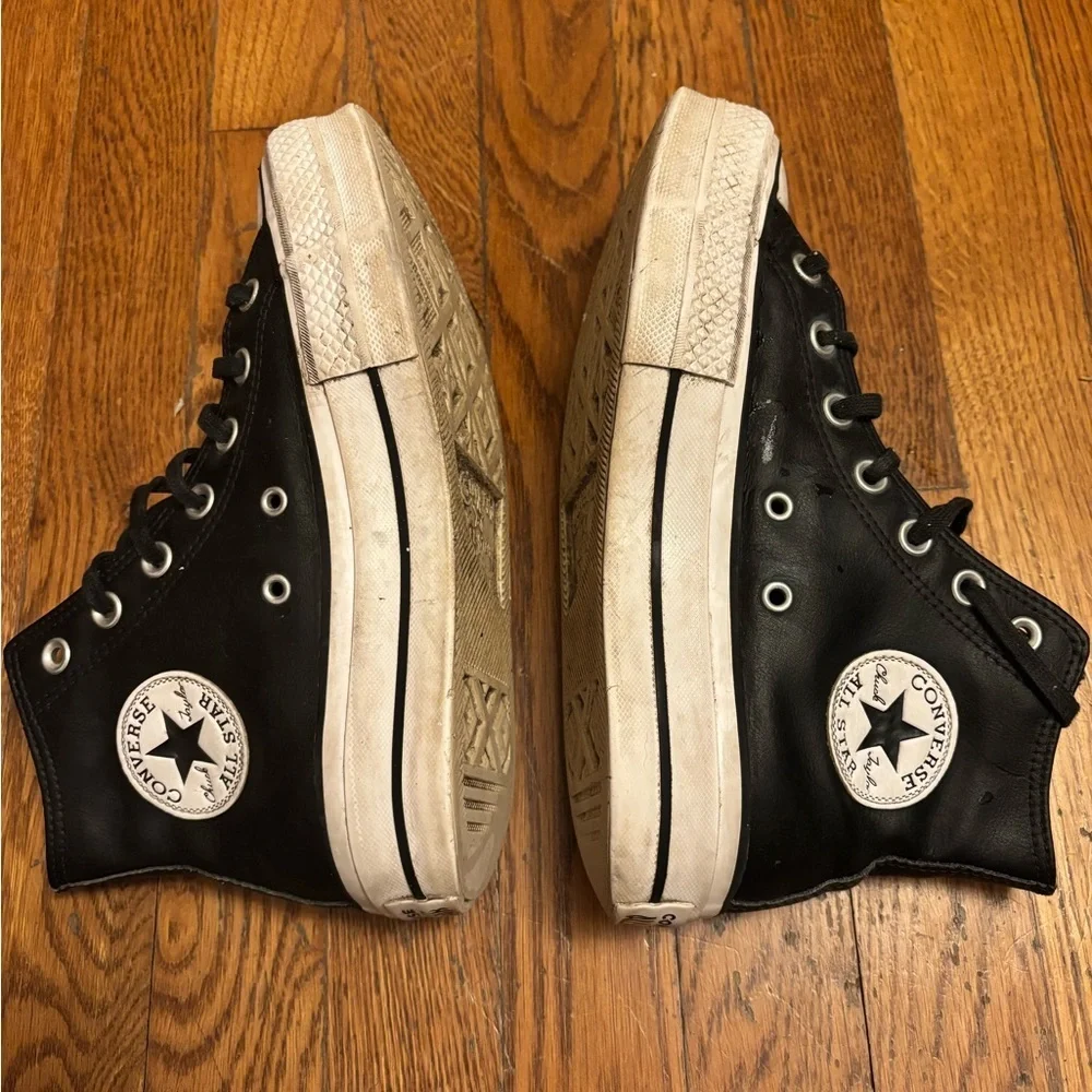 Chuck Taylor Converse All Star Black Leather High-Top Sneakers Women